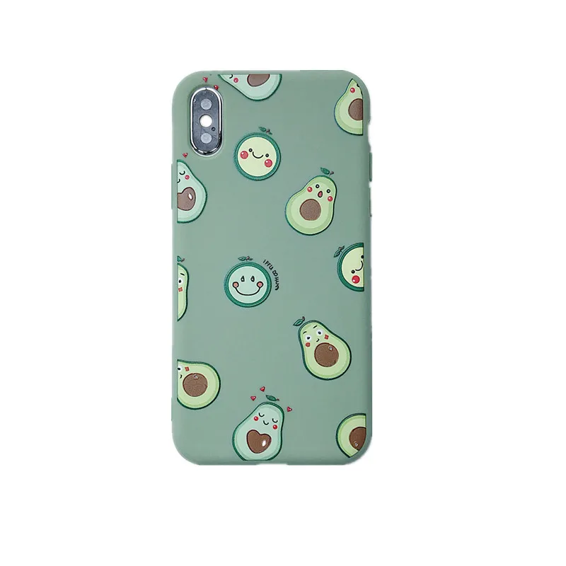 Silicone Cartoon avocado print Phone Case For iPhone 11 pro X XR XS Max 7 8 6 6s Plus Back Cover soft Anti-fall Protective shell |