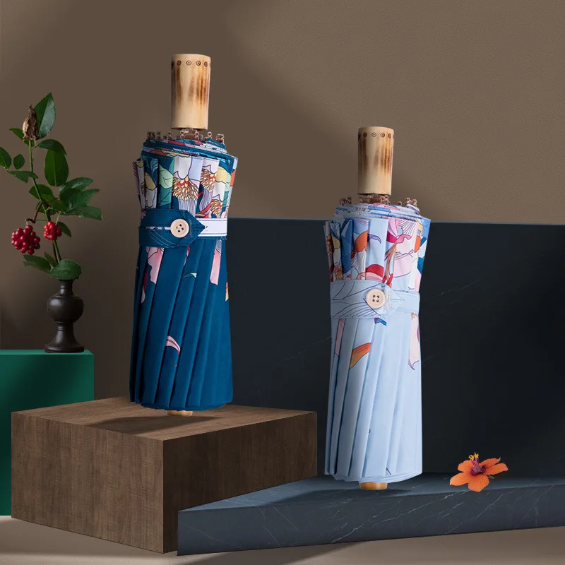 Comprare Ombrello Antivento 16K Pioggia Donna Stile Giapponese Ombrelli Trasparenti Protezione UV Ombrello Pieghevole Grande Ombrellone Da Donna UPF50 +