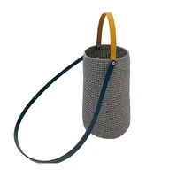 2pcsset leather handle shoulder bag strap 83cm and 43cm colorful mix leather belt for handmade weave handbag bucket bag c