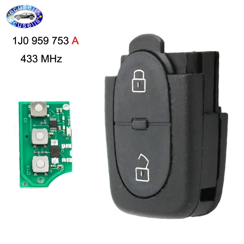 Пульт дистанционного управления с 2 кнопками 433 МГц/434 МГц 1J0 959 753 а для VW PASSAT GOLF MK4