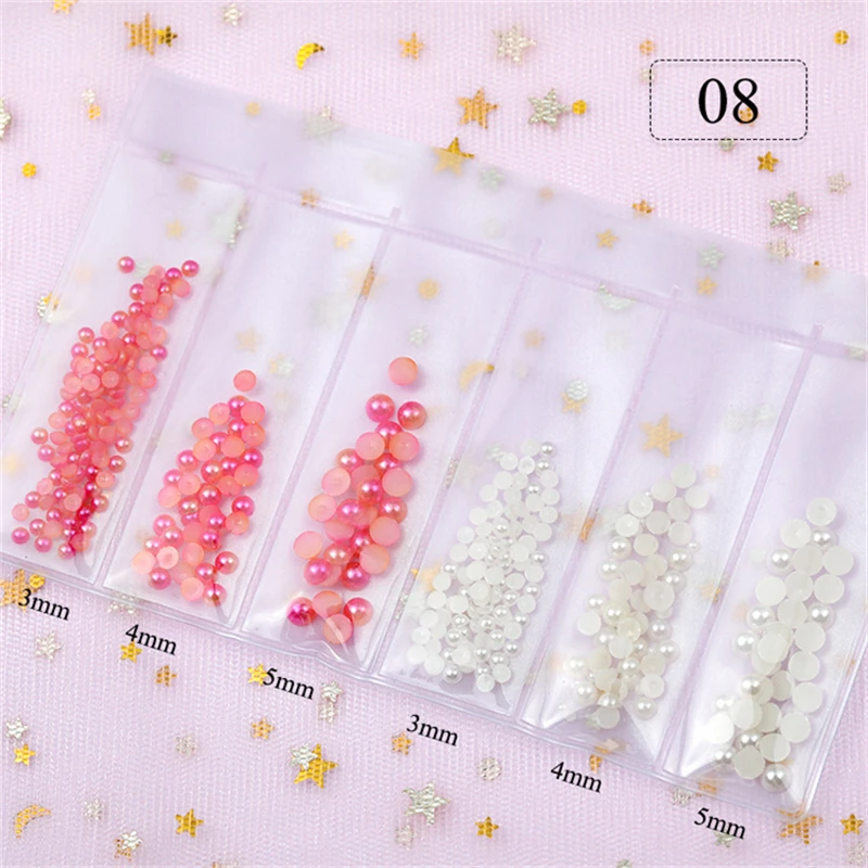 6 Grid/Pack Diamond Shape Multi-color Rhinestones Nail Art Decorations Mix Sizes 3D Crystal Gems DIY Manicure Accessories