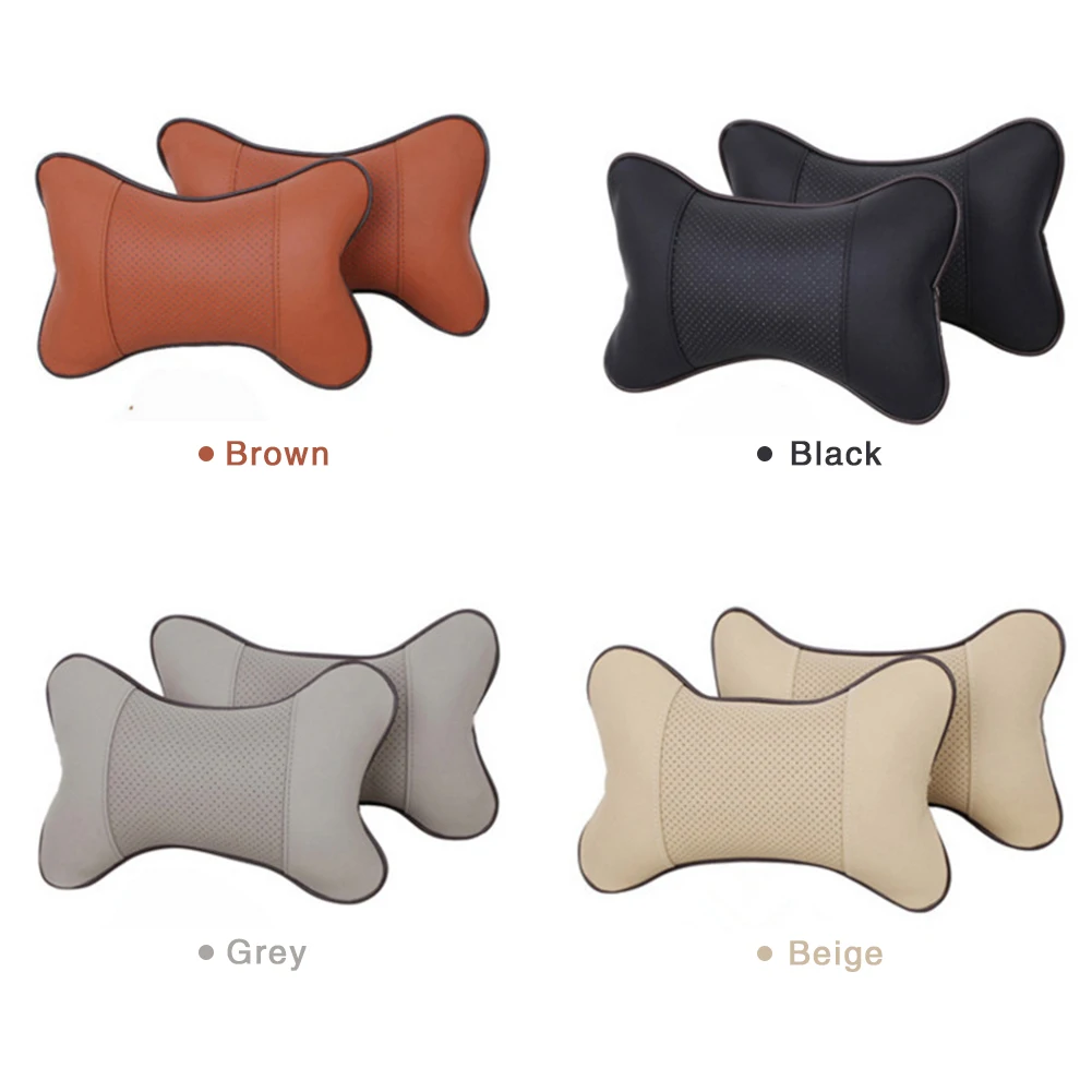 

Universal PU Leather Car Neck Pillow All Season Breathable Auto Neck Rest 2 Pack Headrest Cushion Car Accessories