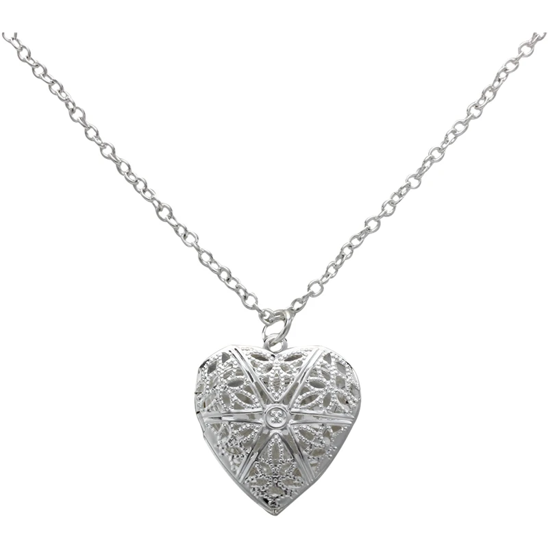 

Metal Silver Medallion Necklace Pendant Reliquary 25Mm Heart Shape