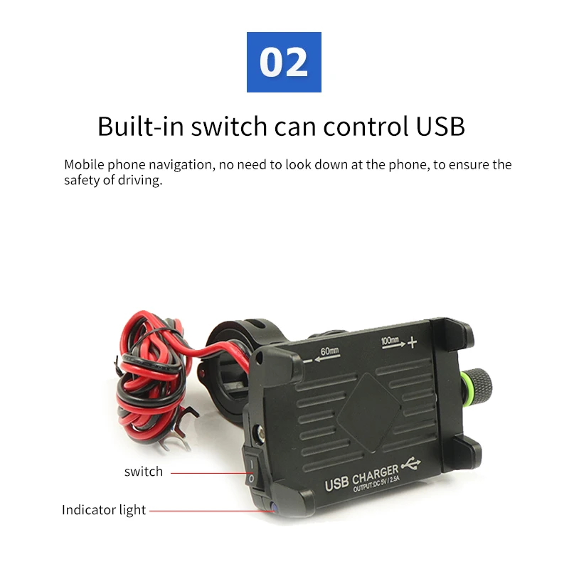 Автомобильный держатель для телефона мотоцикла с USB зарядным устройством 3 5 7