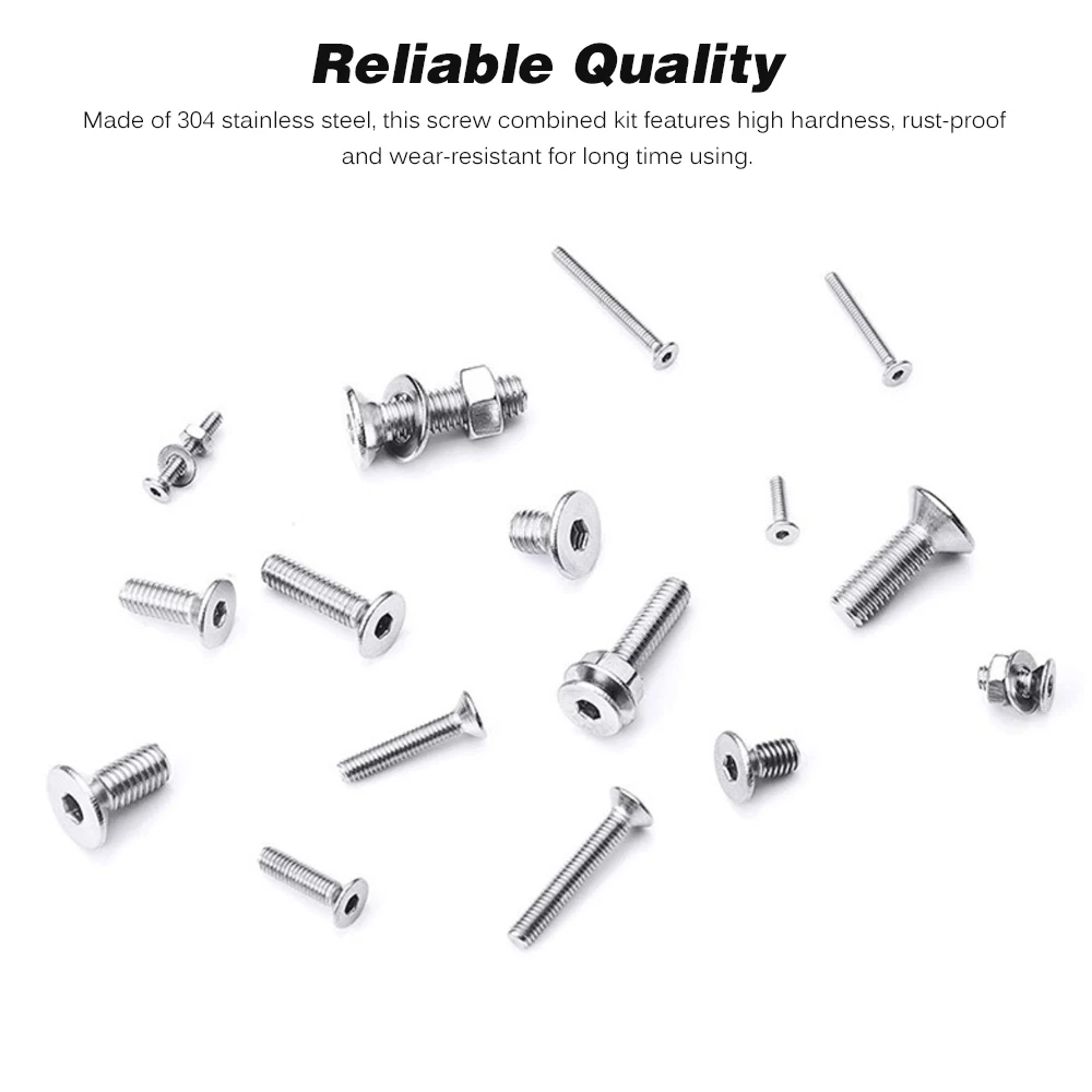 880 шт. 304 нержавеющая сталь потайная головка шестигранный комбинированный болт M2