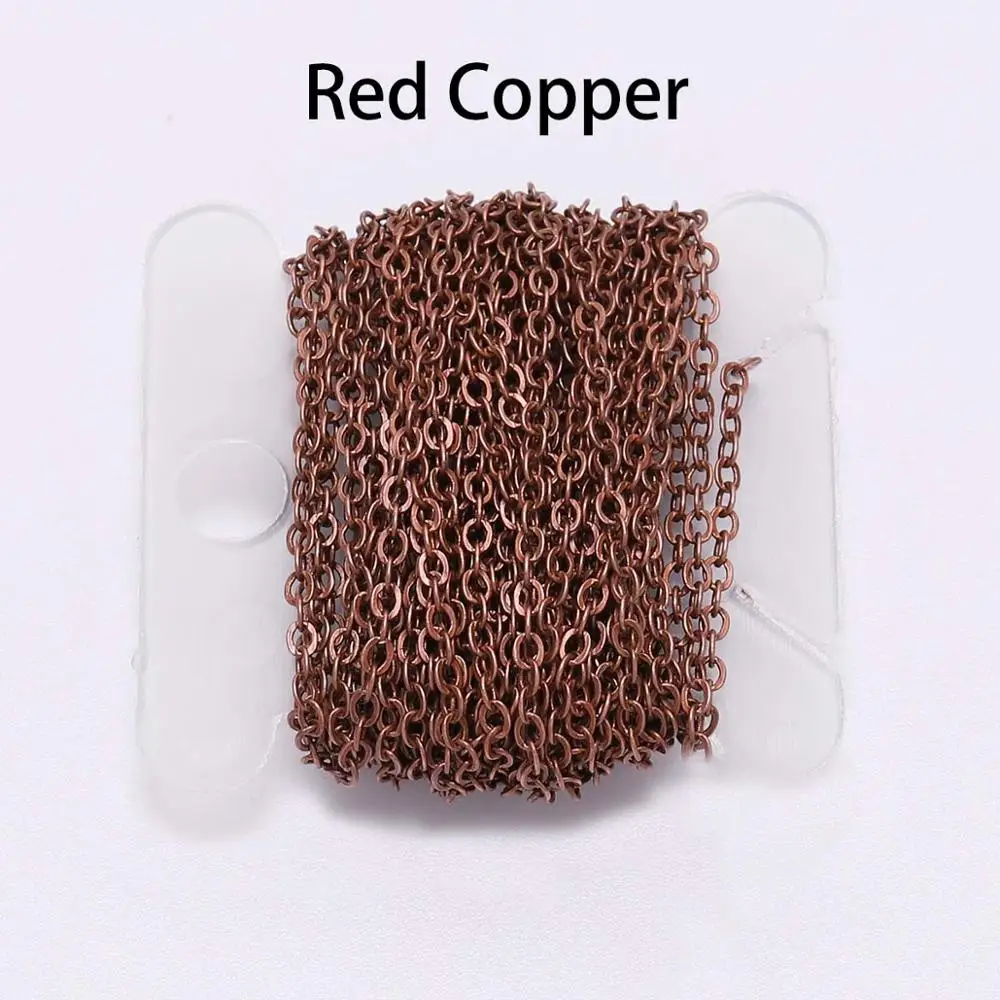 Antique Copper 5 м/лот, серебряное/золотое/бронзовое ожерелье, цепочка для изготовления ювелирных изделий, сделай сам, цепочки, материалы ручной работы - Цвет: Antique Copper