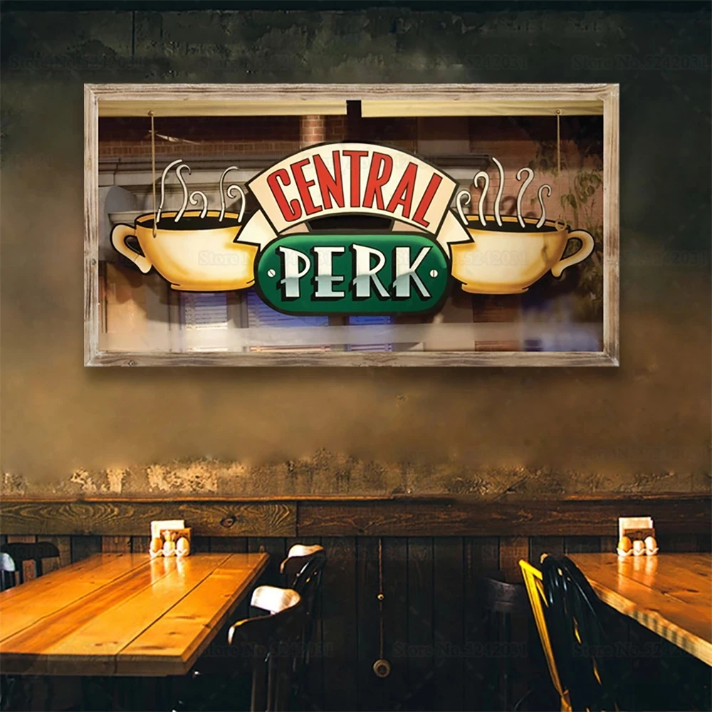 

Nostalgic Classic Central Perk Cafe Canvas Painting US Friends TV Central Perk Print Poster Wall Art For Home Canteen Decor