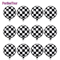 12pcs 18inch checkerboard balloon aluminum foil balloon black white checkered balloon for racing themed party decoration supply