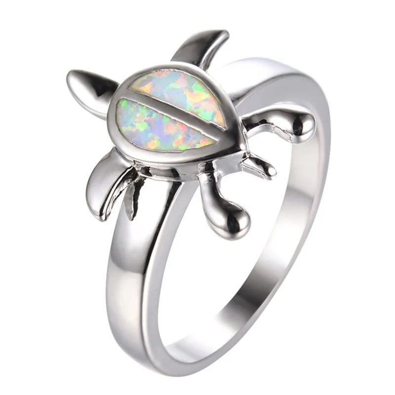 

HOT SELL New Stylish Cute Turtle Shape Blue/White Rings For Women Jewelry Wedding Birthday Party Gifts