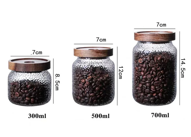 

Food Storage Glass Jars Creativity Kitchen Grain Dried Fruit Food Storage Container Coffee Beans Sealed Boxes with Wooden Cover