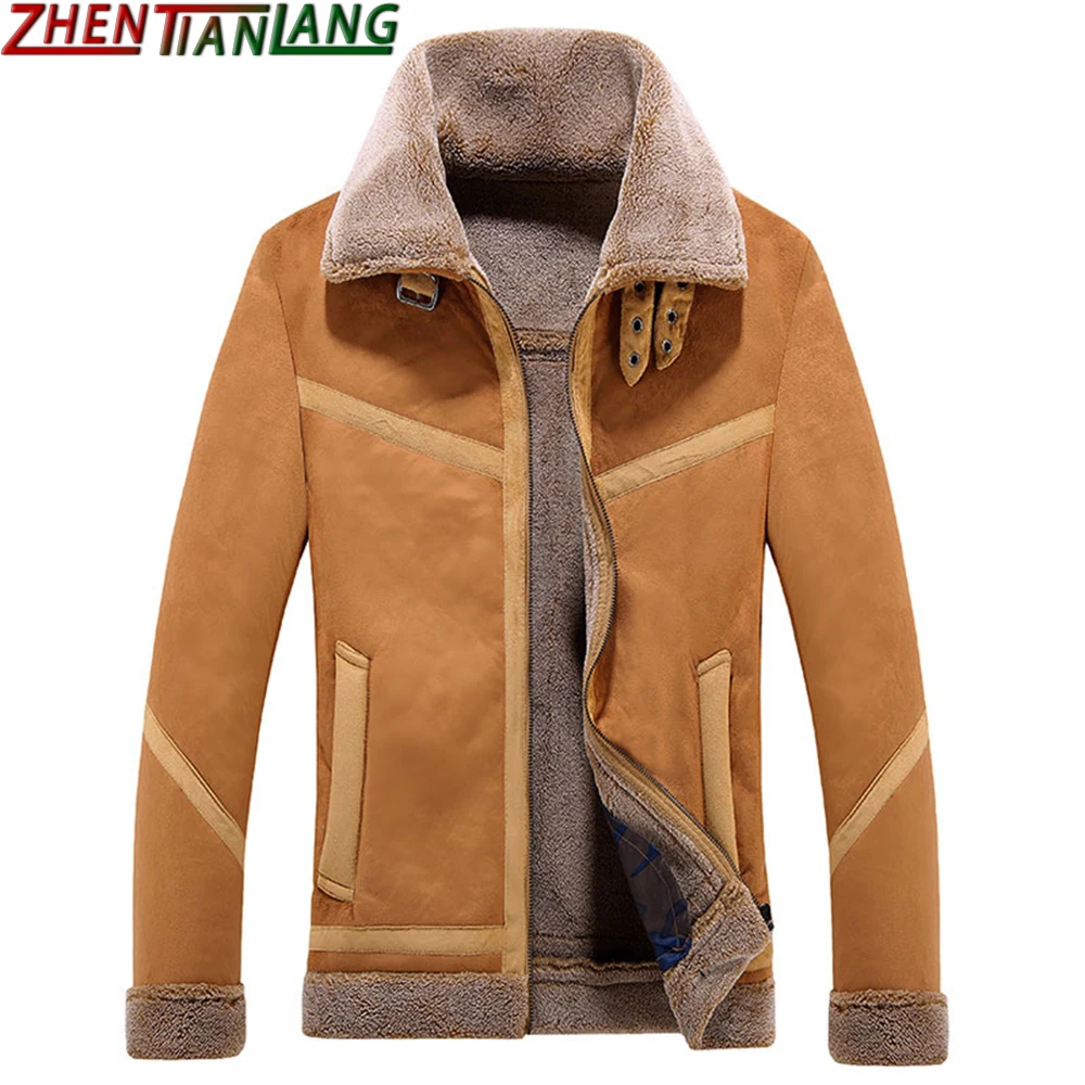 

Men's fur one piece lambskin jacket cotton padded jacket with plush and thickened winter warm and windproof large size loose
