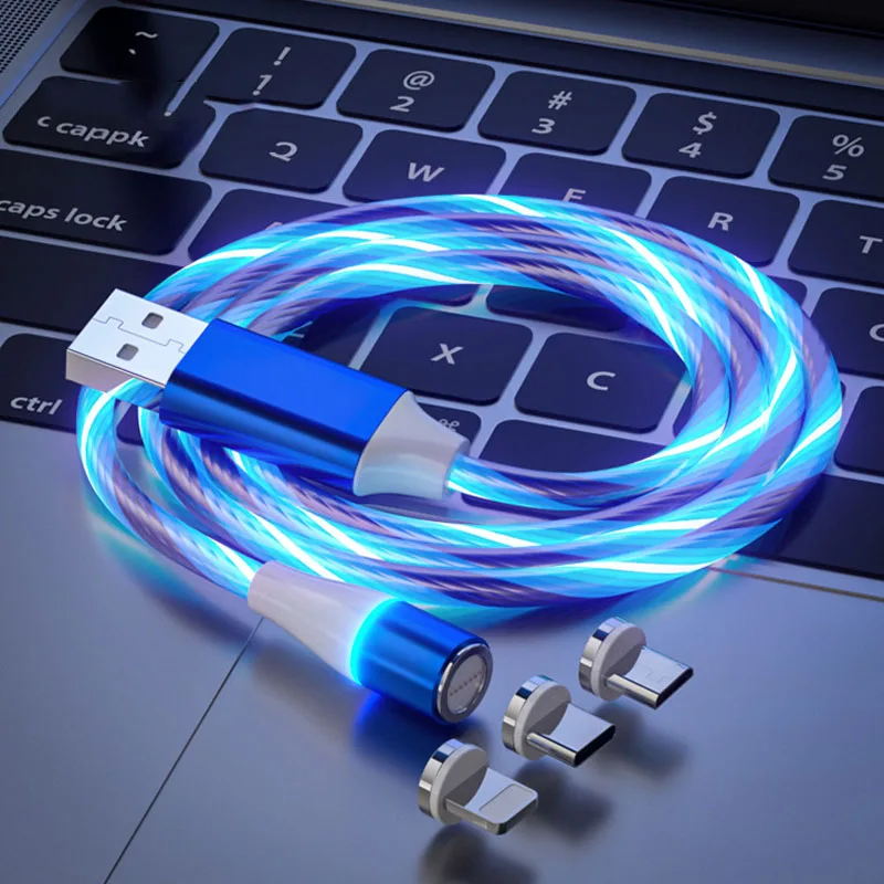 

ANSEIP Magnetic USB Type C Micro IOS Charging Cable For iPhone Xiaomi USB-C Charging Cable Mobile Phone Type-C LED Charger Wire