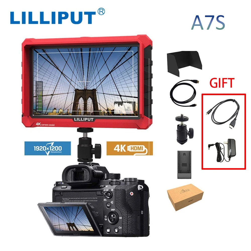 Полевой монитор Lilliput A7S 7 дюймовый 4K HDMI вход и циклический выход 1920x1200 HD IPS Для
