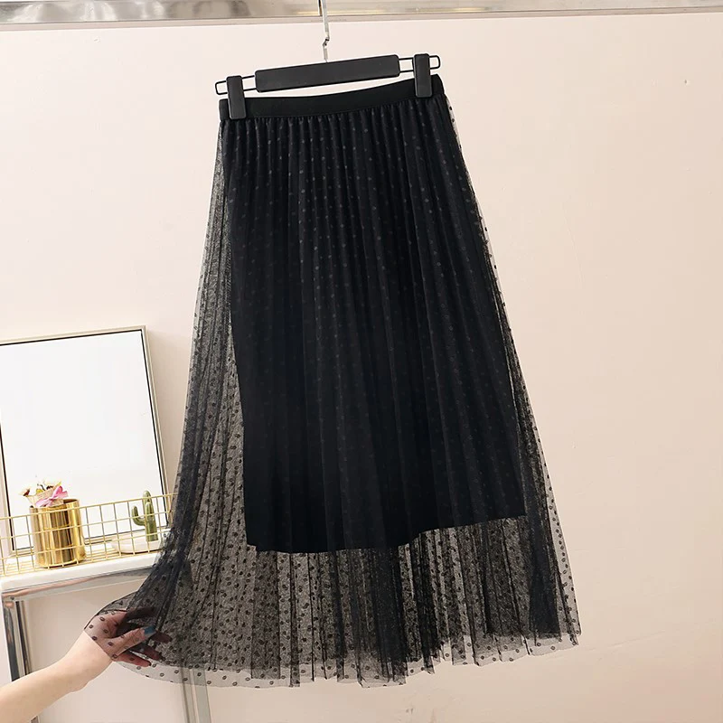 Новые летние белые тюлевые юбки для женщин элегантные кружевные сетчатые