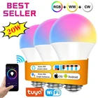Умная Светодиодная лампа Tuya с Wi-Fi, E27 B22, умная Светодиодная лампа с регулируемой яркостью, ночник с Alexa Google Home Smart Life для дома