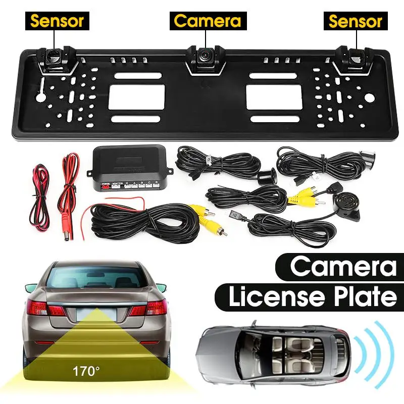 

Универсальная автомобильная камера заднего вида HD CCD рамка для европейского номера ЕС Реверсивный датчик парковки радиолокационный датчик