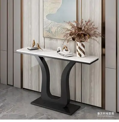 

Semicircle porch table with wall shelf and marble porch platform