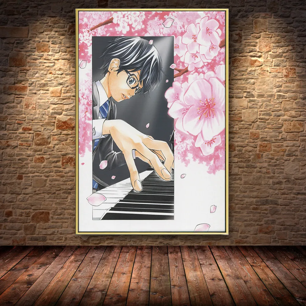 Ваш ли в апреле горячий японское аниме искусство масляной живописи Плакаты и принты Куадрос для дома
