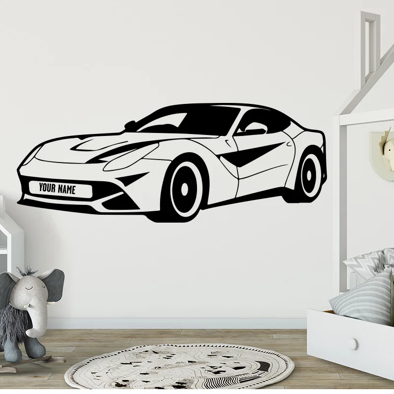 Персонализированные Имя Пользовательские спальни гоночный автомобиль стикер на