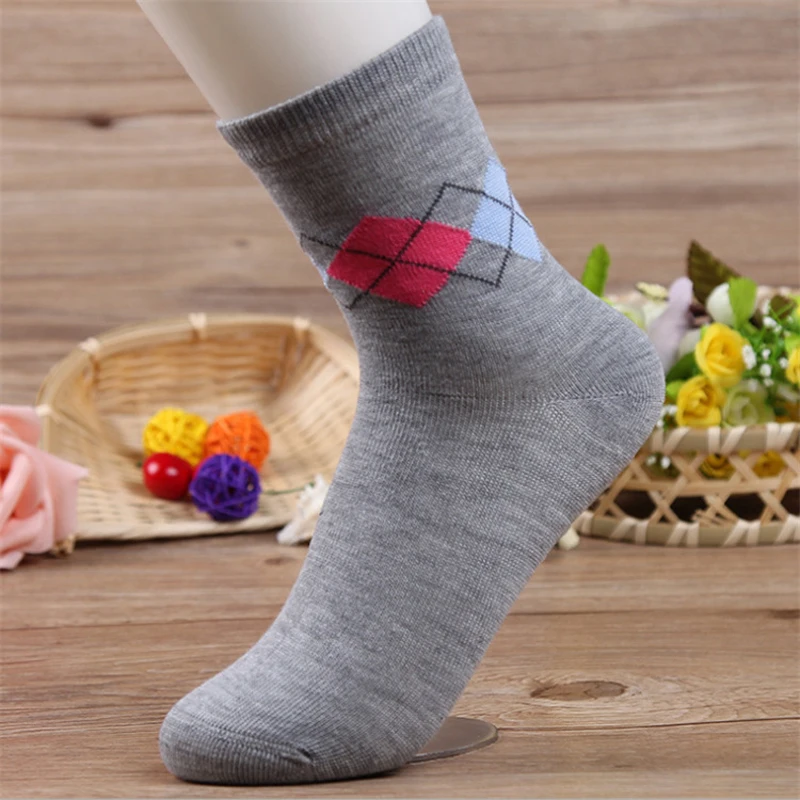 Женские Жаккардовые носки с ромбами женские дизайнерские модные повседневные