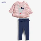 Little maven, одежда для девочек, осенняя серая футболка с кроликом и темно-синие штаны, хлопковые повседневные комплекты одежды для маленьких девочек