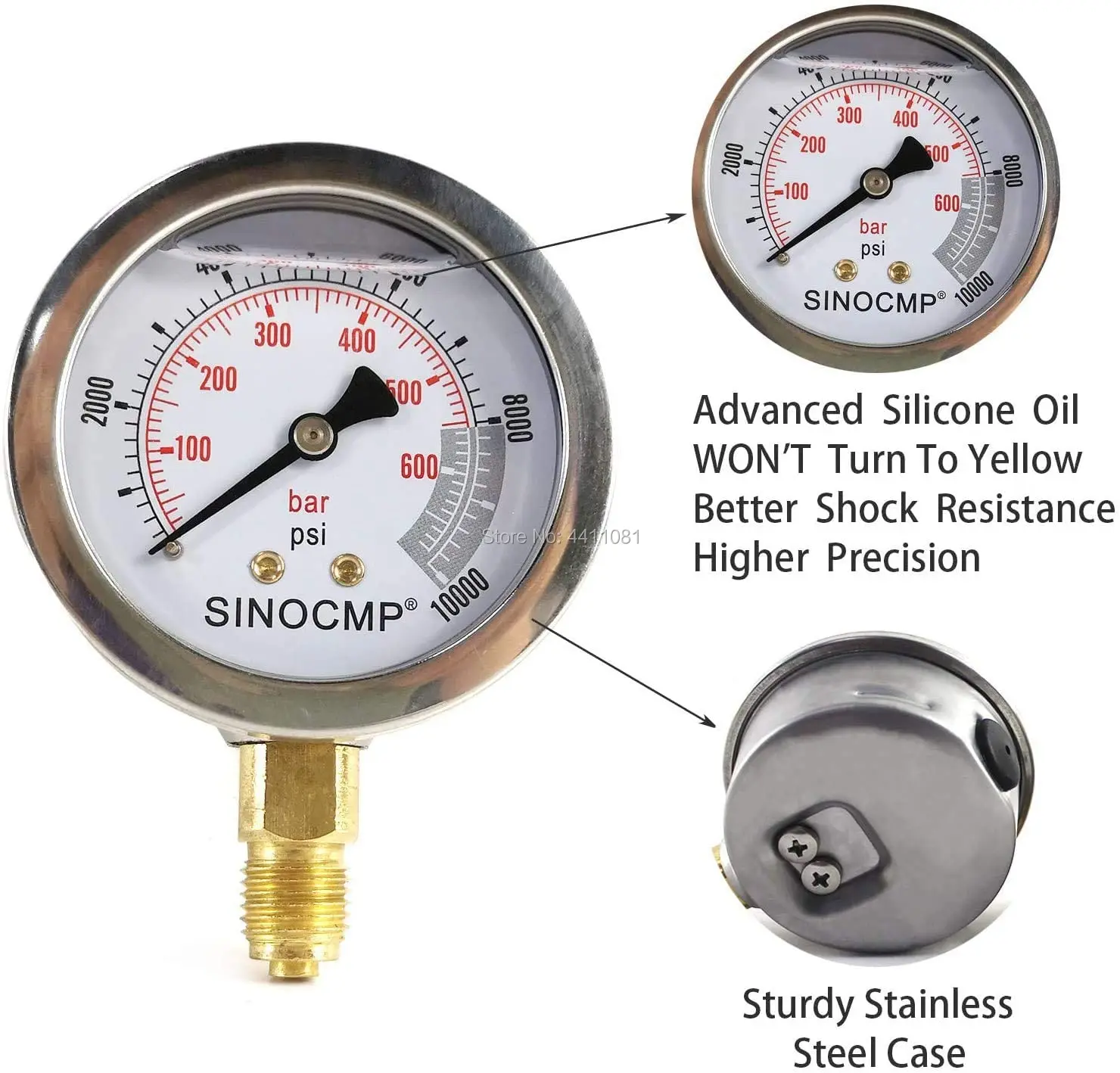 thumbnail image 2 of Mua SINOCMP Hydraulic Test Kit 5 Pressure Gauges 3 Test Hoses 24 Couplings Hydraulic Test Gauge Kit Pressure Gauge Used For Excavators 2 Years Warranty B07wg5lgf5 2 of 11