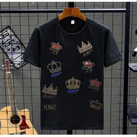 2021 new cool summer mens t shirt rhinestone design crown plus size 5 xl cotton hot cakes tees casual street short sleeved tops