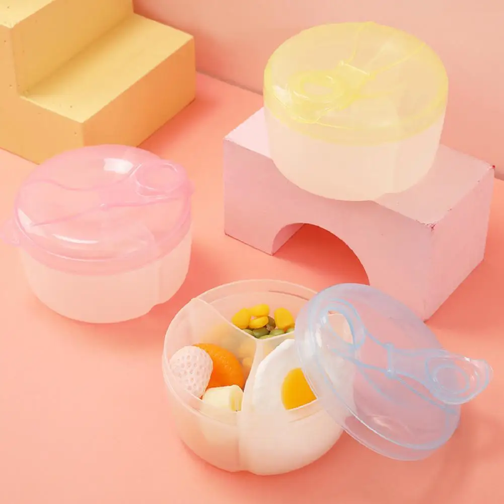 

Convenient Milk Powder Rotatable Container Three-grid Design Good Sealing Portable Food Grade Infant Milk Powder Box for Travel