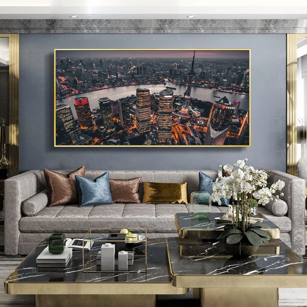 

Modern landscape street painting oil painting overlooking City Art Painting living room corridor bar home decoration murals