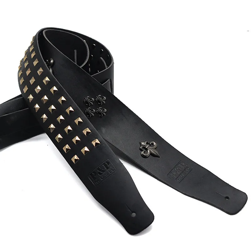 Leather guitar strap cowhide Bass Rivet stars High quality personality S988 | Спорт и развлечения