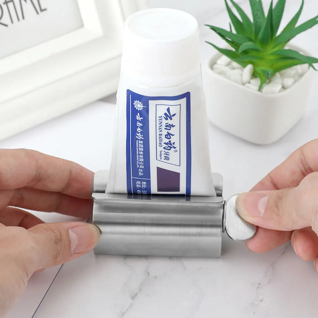 

2 Pieces Toothpaste Squeezer Portable Travel Use Detachable Toothpaste Face Cream Stainless Steel Roller