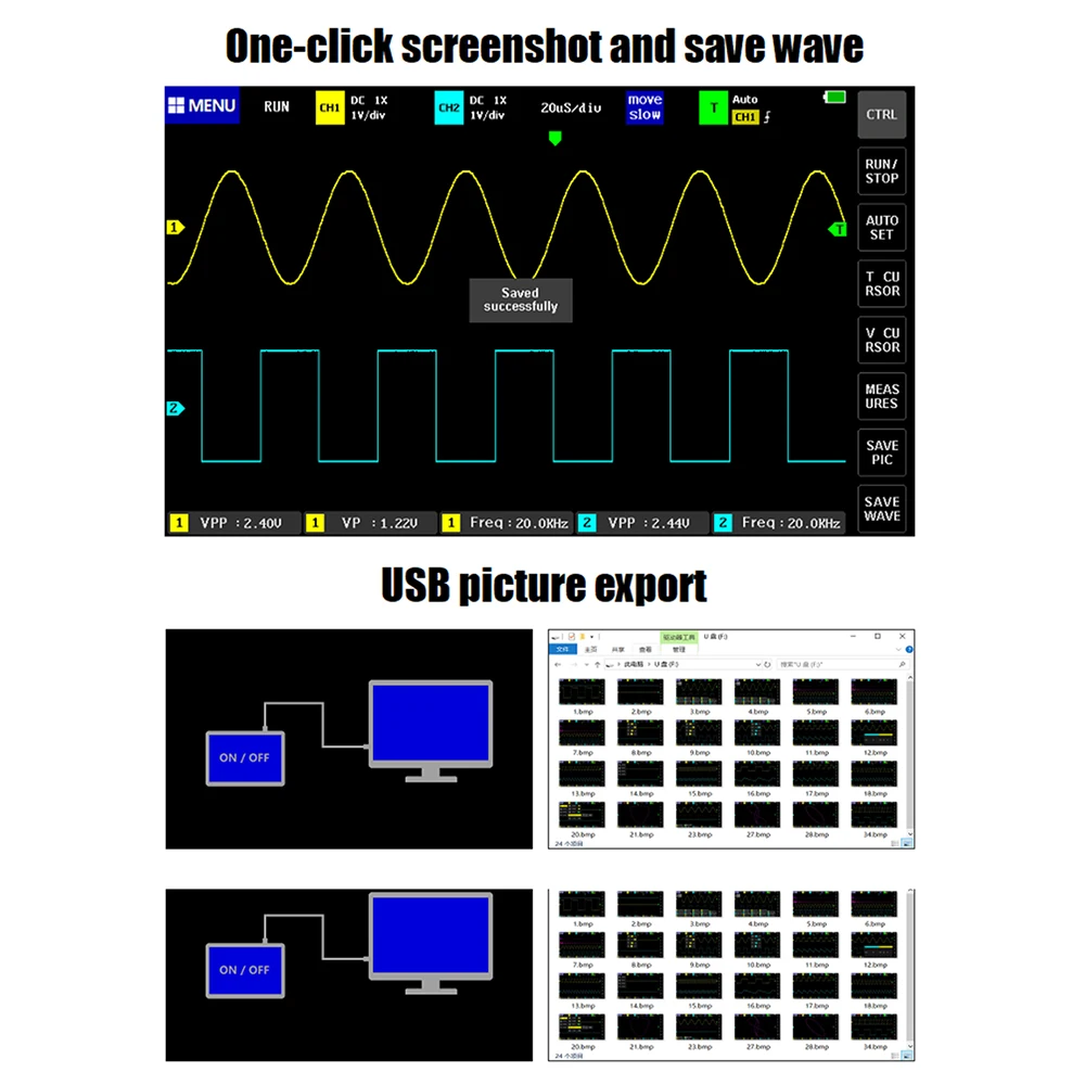 1013D цифровой планшетный осциллограф двухканальный 100 м полоса пропускания 1GS