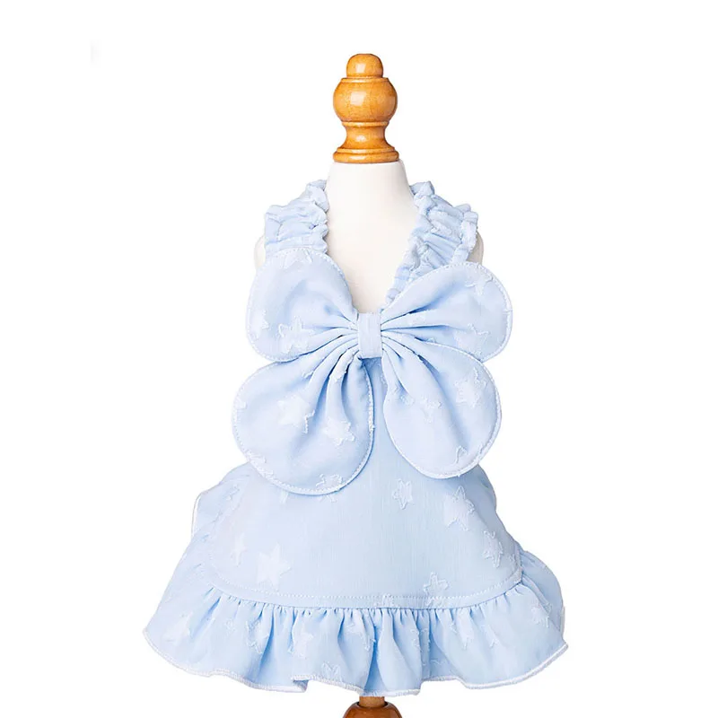 Платье с бантом для собак Одежда домашних животных синий розовый желтый цвета