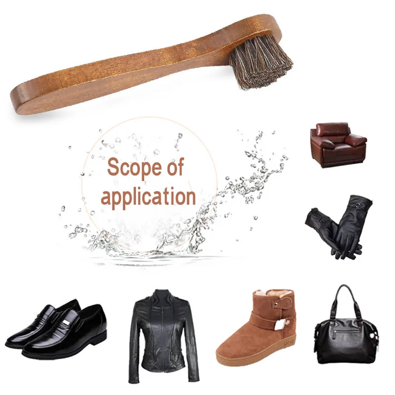 С ручкой кисть из конского волоса гладкая кожаная обувь специальная щетка для