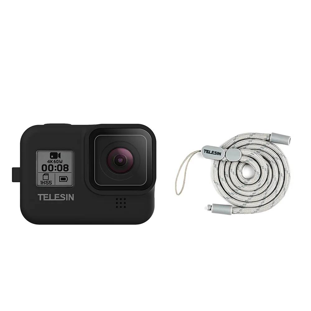 TELESIN Protective Silicone Case for GoPro Hero 8 with Screen Protector Lens Film Housing Cover Camera Accessories | Электроника