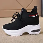 Женские повседневные сетчатые кроссовки, нейлоновые Дышащие Модные Спортивные кроссовки на высокой платформе для девочек, теннисные туфли, 2021