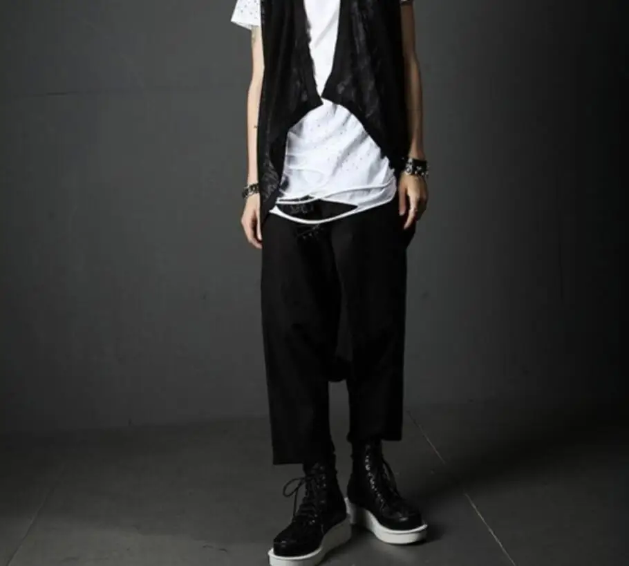 Мужские шаровары в Корейском стиле с пряжкой мешковатые брюки панк хип хоп для