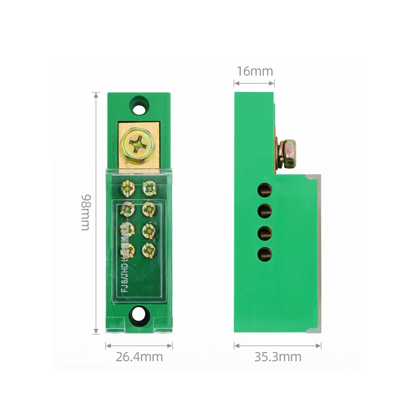 Распределительная коробка 1 шт. трехфазная зеленая Клеммная колодка 1-в-1 8-out