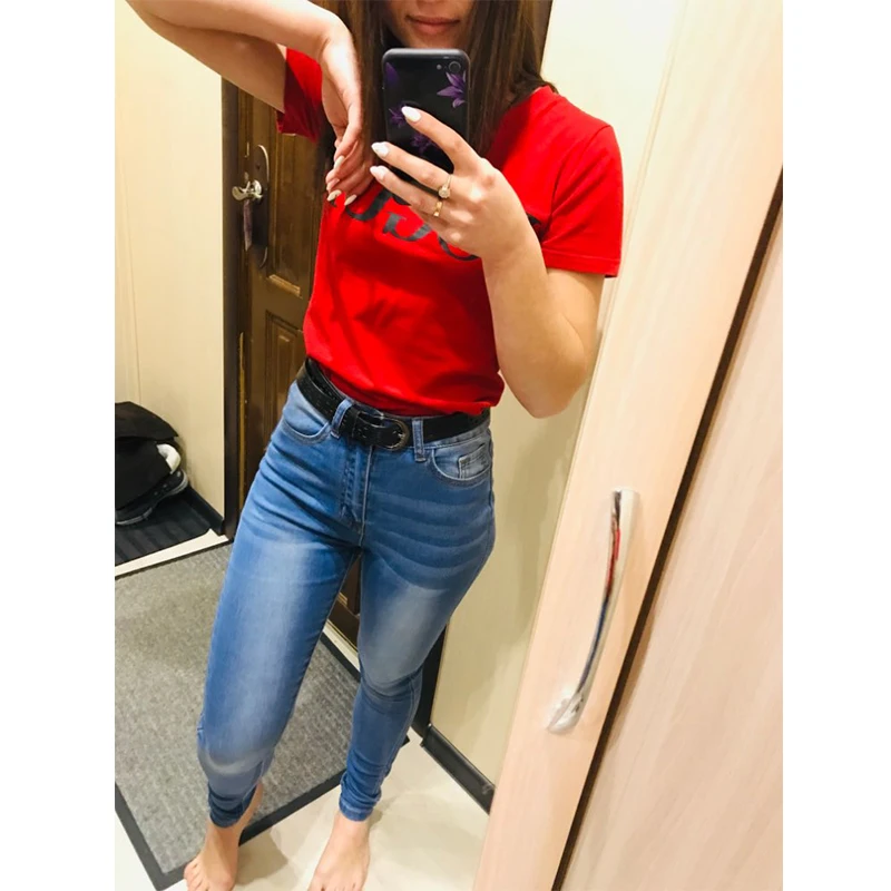 Джинсы для женщин с высокой талией брюки Большие размеры женские узкие джинсы 5xl