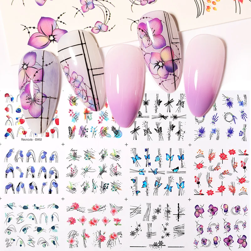 Наклейки для дизайна ногтей дизайнерский набор Смешанные Цветочные