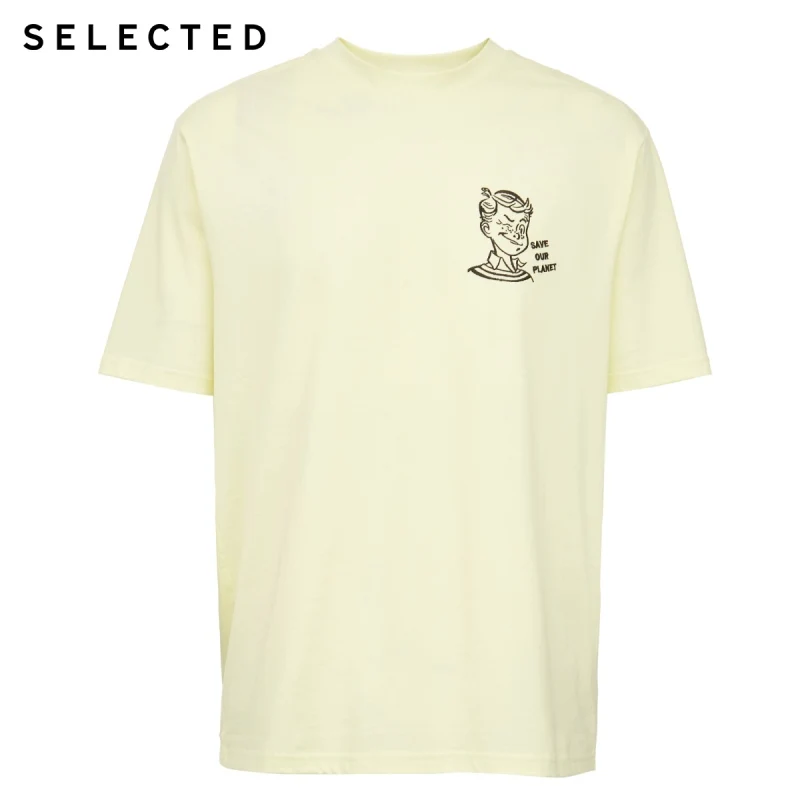

SELECTED Men's Summer 100% Cotton Cartoon Embroidery Drop-shoulder T-shirt S|420201639