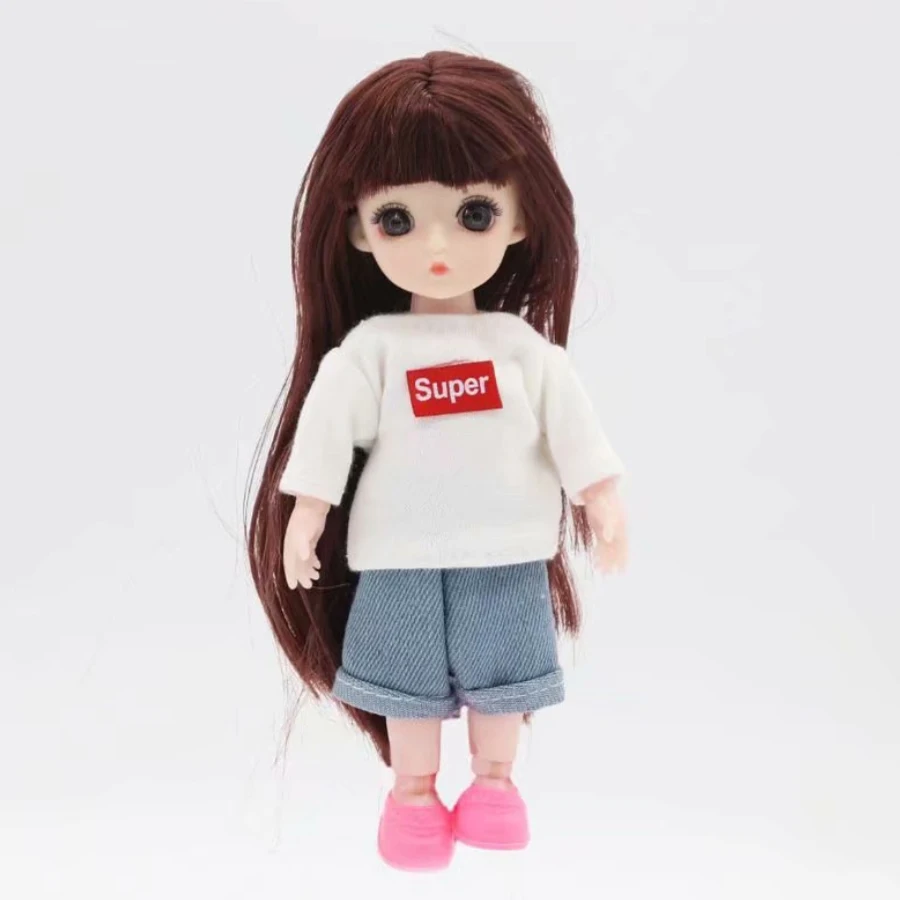 Милая 16 см скрученная кукла Ddung 3D ученический глаз досуг ткань платье модель