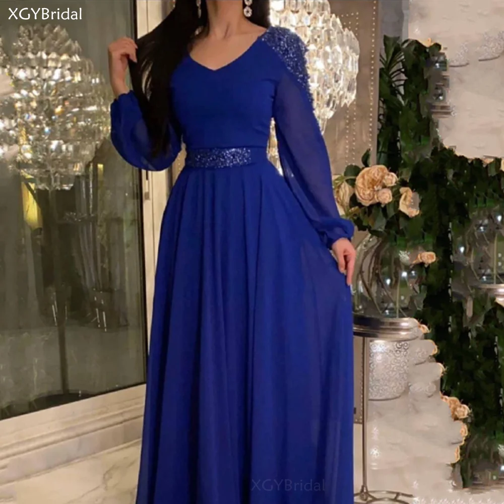 

New Arrival Luxury Beading V-Neck Evening Dress Vestidos de Noche Modest Prom Dress Formal Party Gowns Robe de Soirée de Mariage