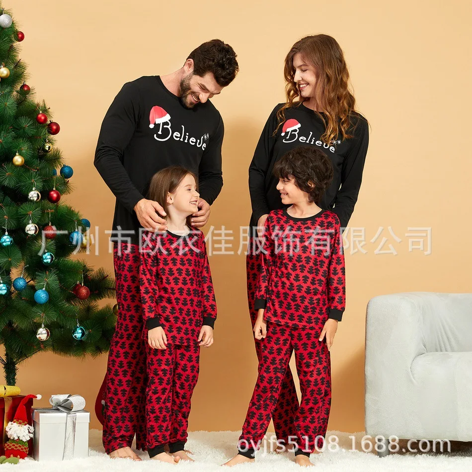 Одинаковые комплекты для семьи Рождественская одежда Пижама комплект