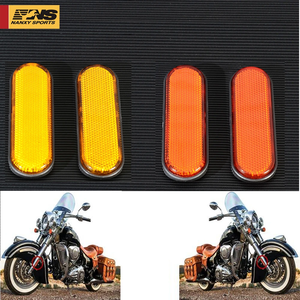 Универсальные янтарно желтые отражатели на передние ножки вилки наклейка