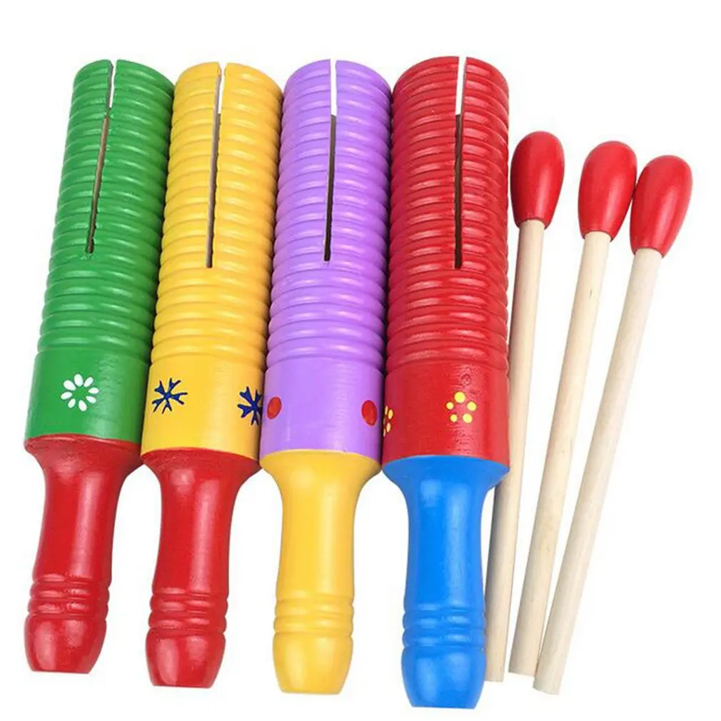 

Wooden Guiro Thread Small Single Ring Sound Drum Percussion Instrument