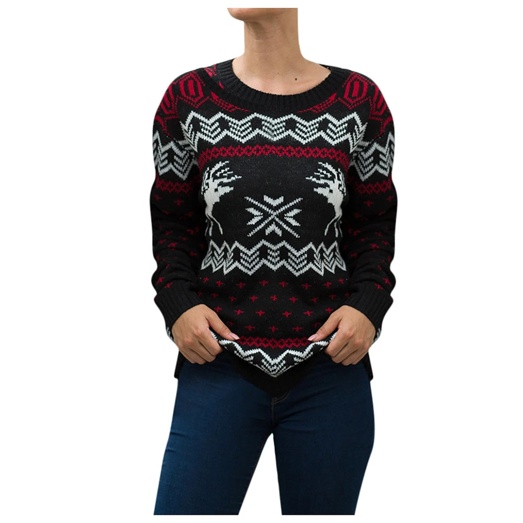 Женская вязаная туника JAYCOSIA зимняя теплая водолазка с круглым вырезом