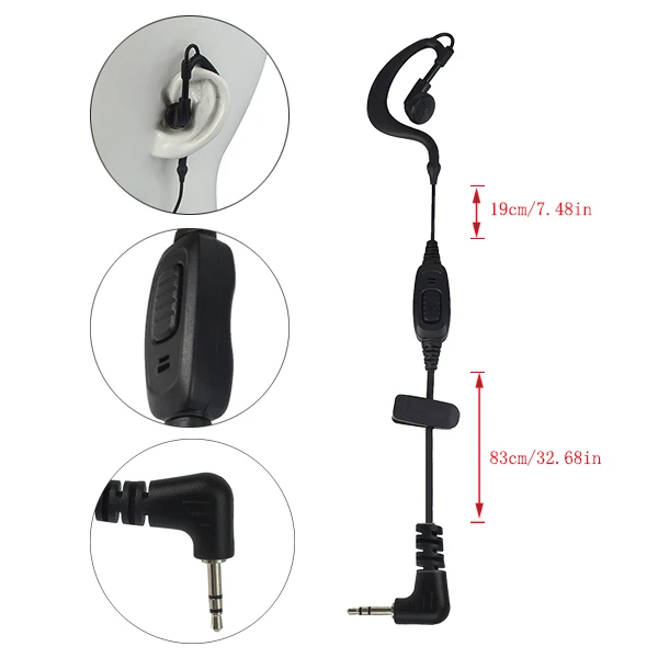C-тип 1Pin ушной крючок микрофон наушник для Hytera HYT TC1688/TC-320/TC-310 для Motorola T6200 двухстороннее радио C2291A