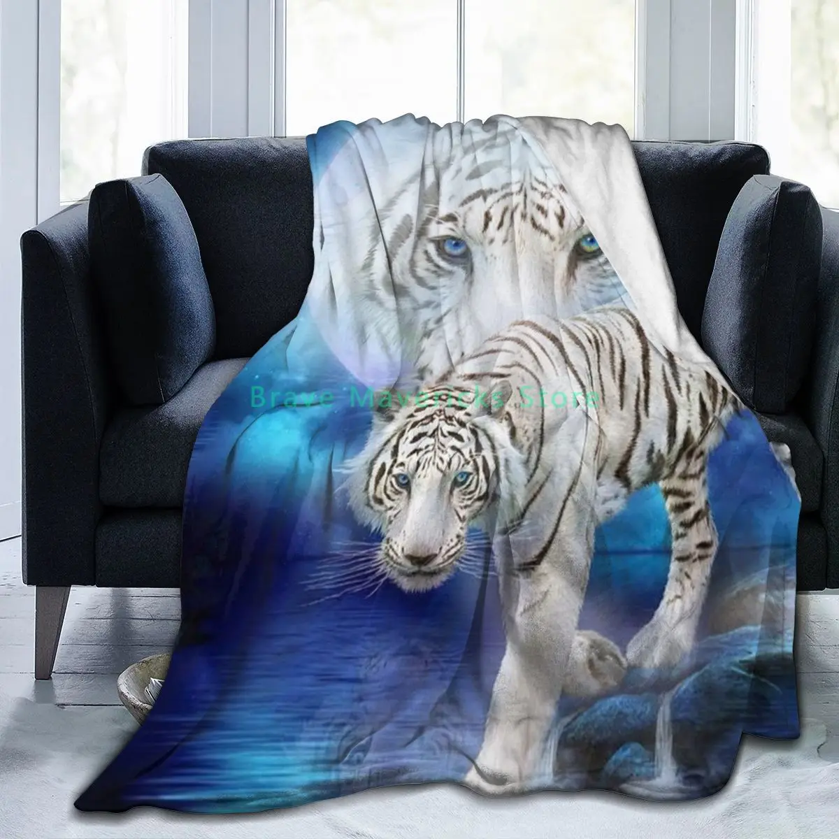 

New Fashion 3D Tiger Personality Printed Flannel Blanket Sheet Bedding Soft Blanket Bed Cover Home Textile Decoration