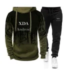 2021 XDA Android Мужская модная Толстовка Спортивная одежда Мужская одежда для бега Повседневный Спортивный костюм мужские спортивные костюмы для бега + брюки 2 шт. комплекты